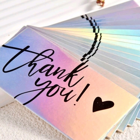 🔹️ 570 PIECES 50 silver thank you cards +500 “Thank You” sticker 20 bags ✨️ - Picture 8 of 12